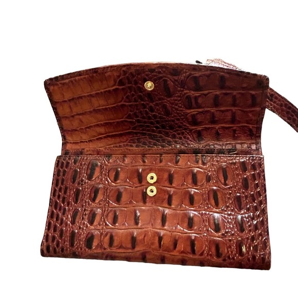 Brahmin Pecan Walnut Crocodile Leather Crossbody Purse - Picture 7 of 12
